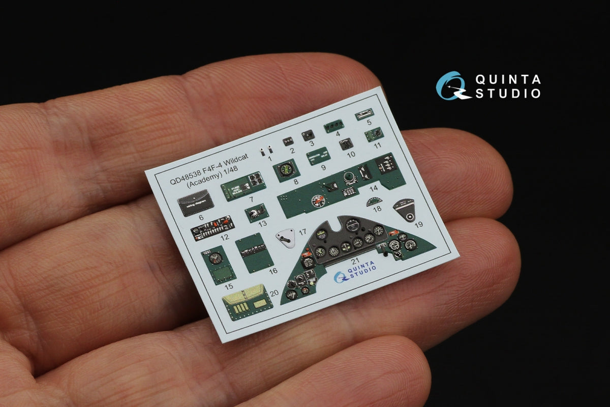 Quinta Studio QD48538 F4F-4 Wildcat 3D-Printed &amp;amp; coloured Interior on decal paper (Academy) 1/48 – imagen 4