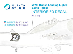 Quinta Studio QD72189 Lamp holder for WWII British landing lights 3D-Printed &amp;amp; coloured Interior on decal paper (All kits) 1/72