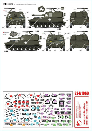 Star Decals 72-A1063 Gros canons au Vietnam. Obusiers automoteurs M108 et canons de 155 mm M109 de l&amp;#39;armée américaine, échelle 1/72 – image 2