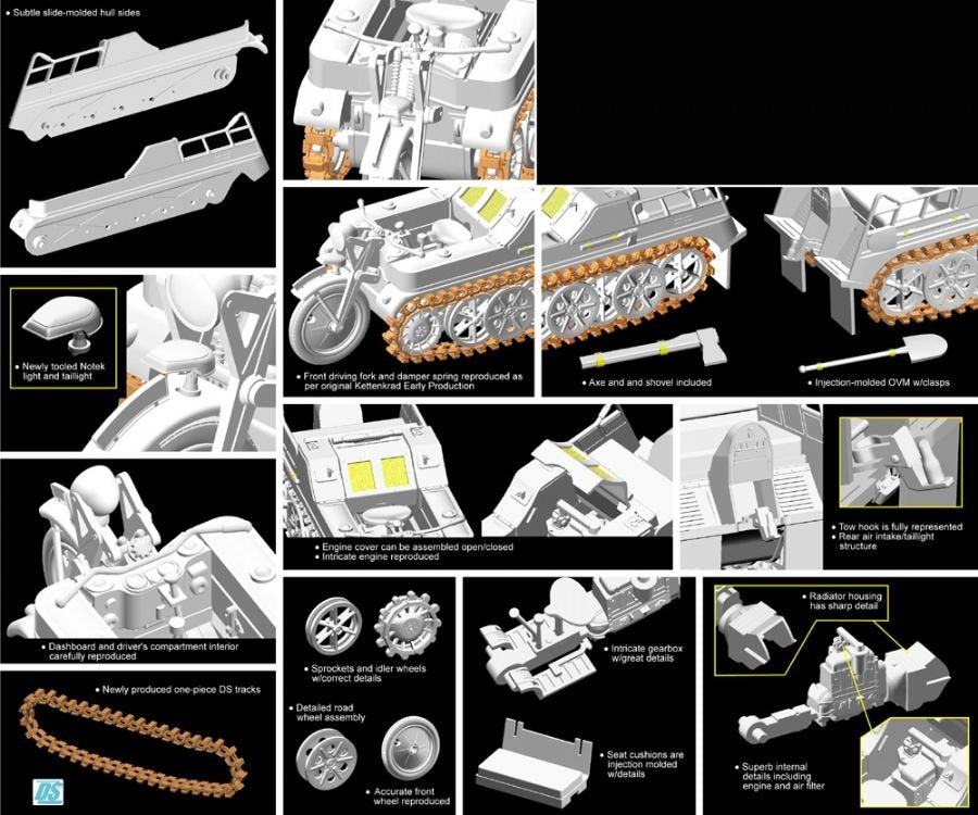 Dragon 6341 Sd.Kfz.2 Kettenkrad Early Production w/Infanteriekarren 1/35 – imagen 2