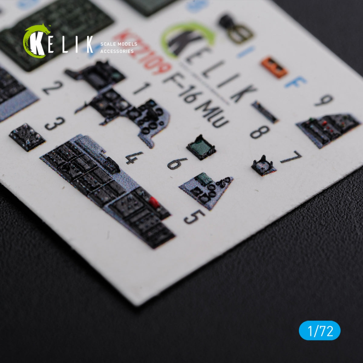KELIK K72109 F-16 MLU interior 3D decals for Revell kit 1/72 – imagen 3