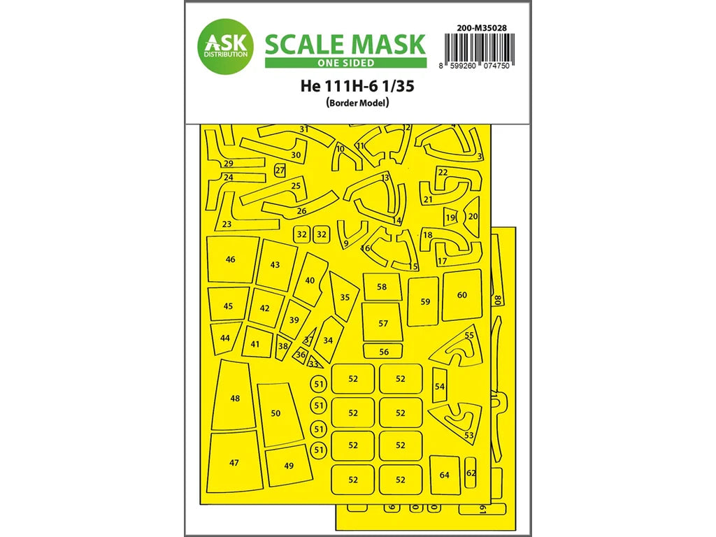 Art Scale Kit M35028 Heinkel He 111 One-Sided Painting Mask for Border Model 1/35