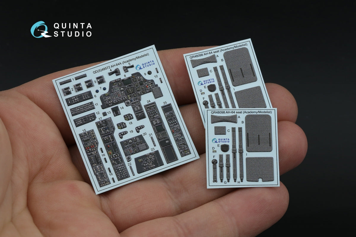Quinta Studio QD48572 AH-64A 3D-Printed &amp;amp; coloured Interior on decal paper (Academy/Modelist) 1/48 – imagen 3