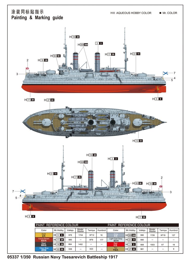 Trumpeter 05337 Russian Navy Tsesarevich Battleship 1917 1/350 – imagen 2