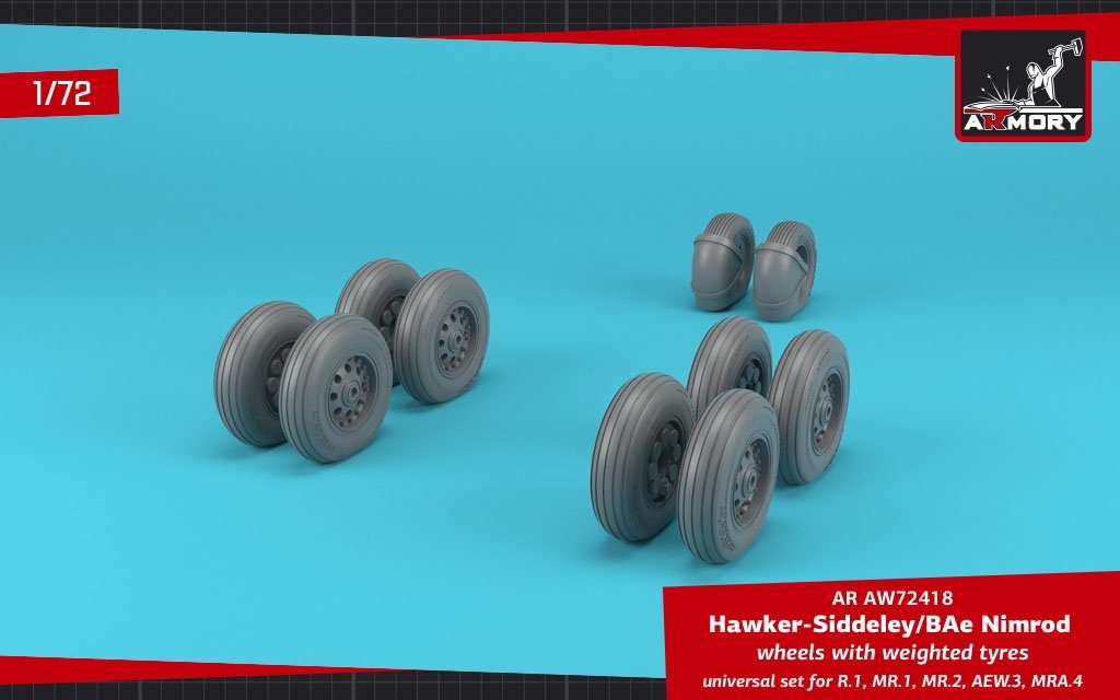 Armory Models AW72418 BAe Nimrod wheels w/ weighted tires 1/72 – imagen 4