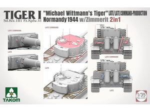 Takom 2201 Tiger I Late Production w/zimmerit Normandy 1944 Sd.Kfz. 181 Pz.Kpfw. VI Ausf. E &amp;quot;Michael Wittmann&amp;#39;s Tiger&amp;quot;(Late/Late Command) 1/35 – imagen 5