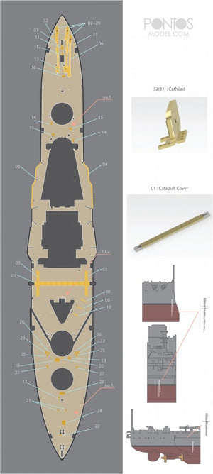 Pontos 35027WD1 HMS Warspite Wooden Deck set 1943 1/350 – zdjęcie 5