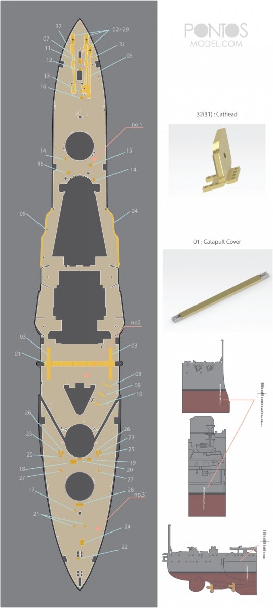 Pontos 35027WD1 HMS Warspite Wooden Deck set 1943 1/350 – zdjęcie 5