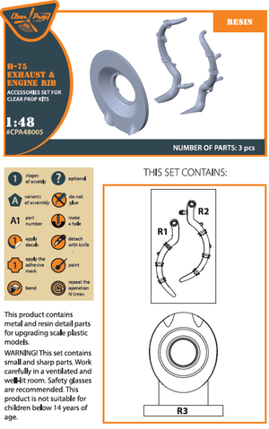Clear Prop! CPA48005 Hawk H-75 M/N/O resin exhaust for CP kit ACCESSORIES 1/48 – imagen 2