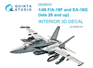 Intérieur imprimé en 3D et coloré sur papier décalcomanie pour F/A-18F tardif / EA-18G (Meng) de Quinta Studio QD48243 (Meng) 1/48