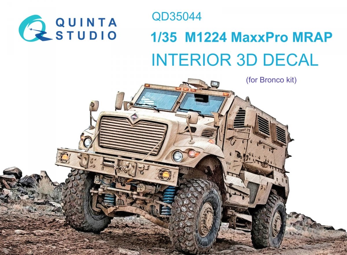 Quinta Studio QD35044 M1224 MaxxPro MRAP 3D-Printed &amp;amp; coloured Interior on decal paper ( Bronco ) 1/35