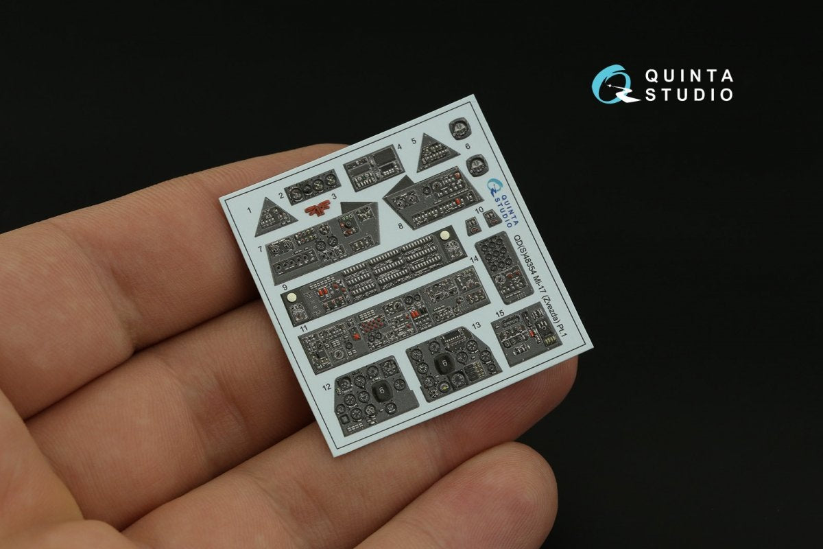 Intérieur imprimé en 3D et coloré sur papier décalcomanie (Zvezda) pour le Mi-17 (Mi-8MT version export) de Quinta Studio QDS-48354 (petite version) à l&amp;#39;échelle 1/48 – image 7