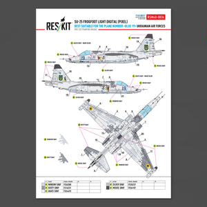 RESKIT RSM48-0034 Su-25 Frogfoot LIGHT Digital (Pixel) (best suitable for the plane number “blue 19”) Ukrainian Air Forces (Pre-cut painting masks )1/48
