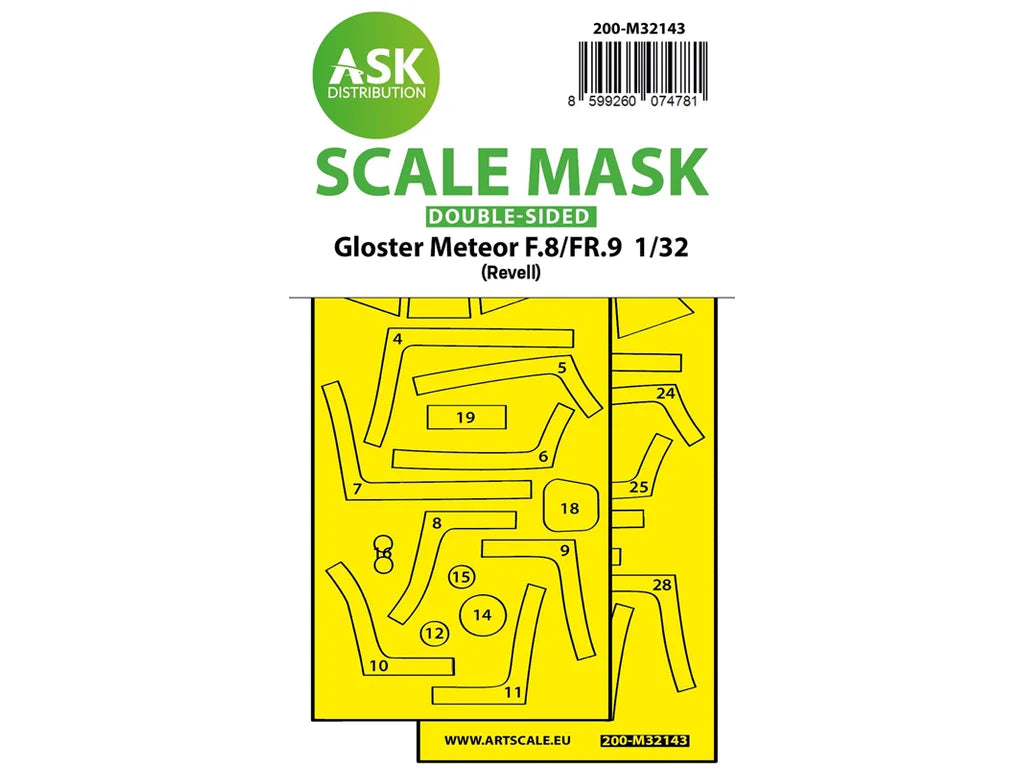 Art Scale Kit M32143 Gloster Meteor F.8/FR9 Double-Sided Fit Express Mask for Revell 1/32