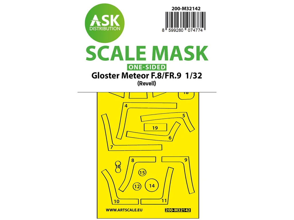 Art Scale Kit M32142 Gloster Meteor F.8/FR9 One-Sided Fit Express Mask for Revell 1/32