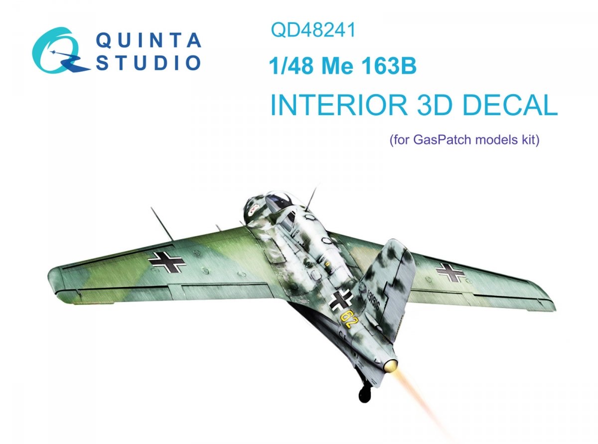 Quinta Studio QD48241 Me 163B 3D-Printed &amp; colored Interior on decal paper (GasPatch models) 1/48