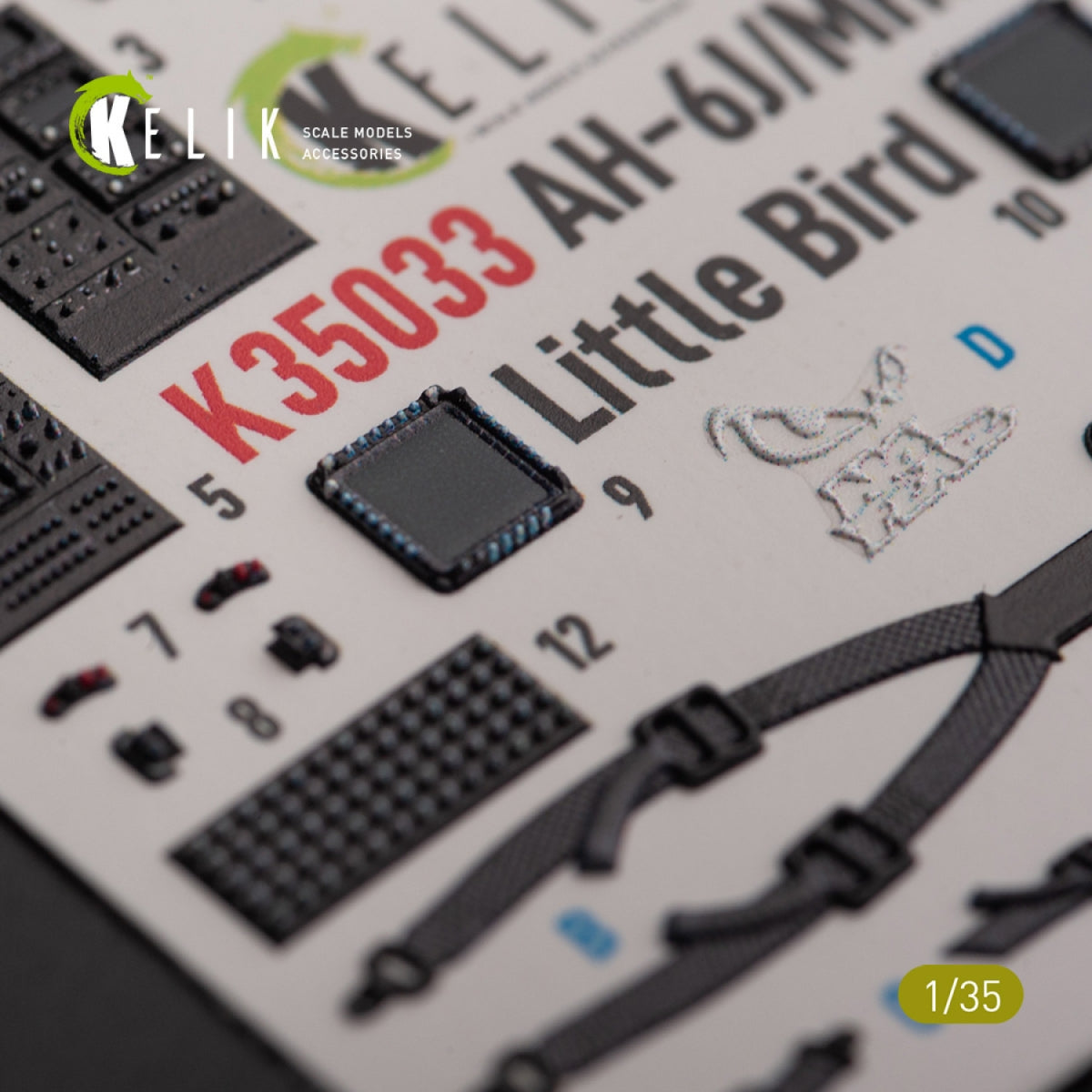 KELIK K35033 AH-6J/MH6J Little Bird interior 3D decals for Zimi models/KittyHawk 1/35 – imagen 3
