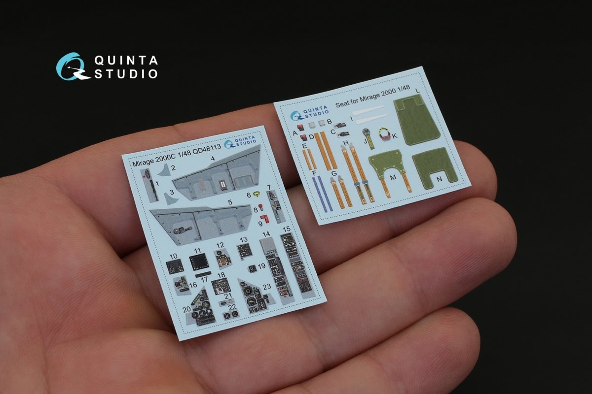 Intérieur imprimé en 3D et coloré sur papier décalcomanie Quinta Studio QD48113 Mirage 2000C (pour kit Kinetic) 1/48  – image 2
