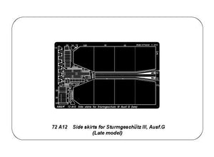 Aber 72A12 Osłony boczne do Sturmgeschutz III (późne) / Side skirts for Sturmgeschutz III (Late model) 1/72 – zdjęcie 3