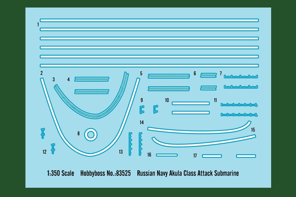 Hobby Boss 83525 Russian Navy SSN Akula Class Attack Submarine 1/350 – imagen 3
