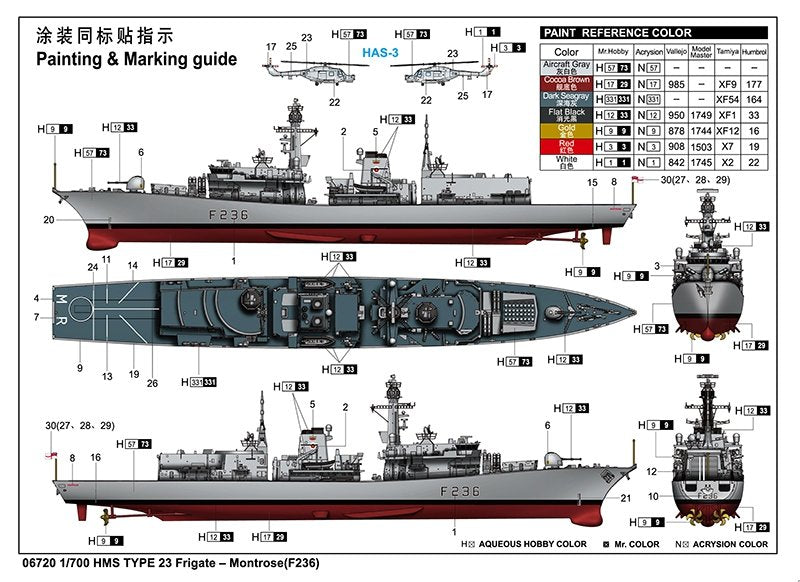 Trumpeter 06720 Frégate HMS TYPE 23 – Montrose (F236) 1/700 – image 2