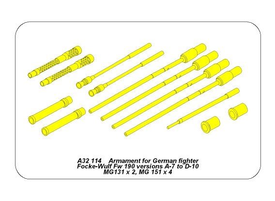 Aber A32114 Armament for German fighter Fw-190 A7-D10 1/32 – imagen 2