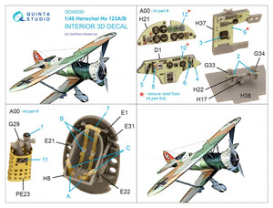 Quinta Studio QD48290 Henschel Hs 123A/B 3D-Printed &amp;amp; coloured Interior on decal paper (GasPatch models) 1/48 – imagen 2