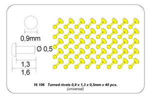 Aber 16106 Turned rivets 0,9 x1,3 x 0,5mm 40 pcs. 1/16 – imagen 3