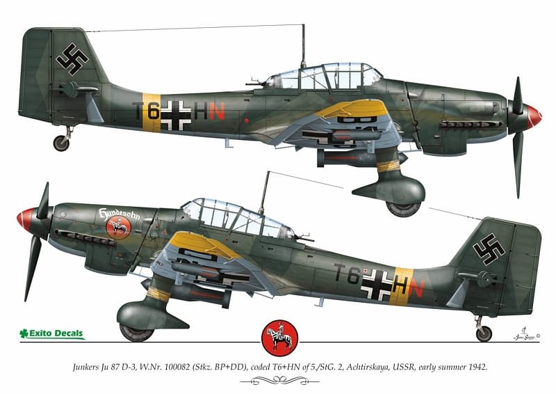 Exito ED72004 DECALS Luftwaffe Ground Attackers vol.1 - Ju 87 D-3, Hs 129, Fw 190F-8 1/72 – imagen 2