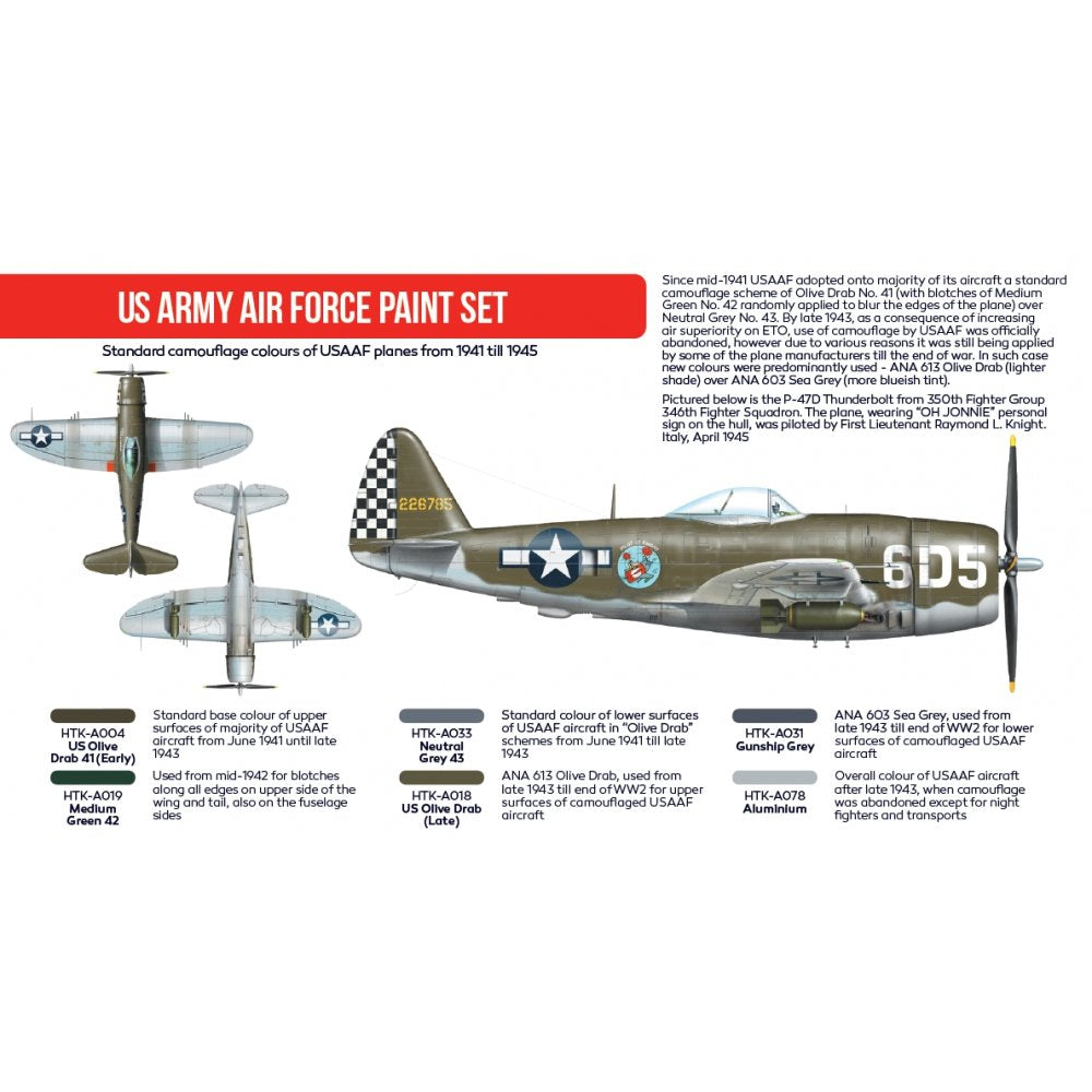 Hataka HTK-AS04.2 US Army Air Force paint set 6x17ml – imagen 2