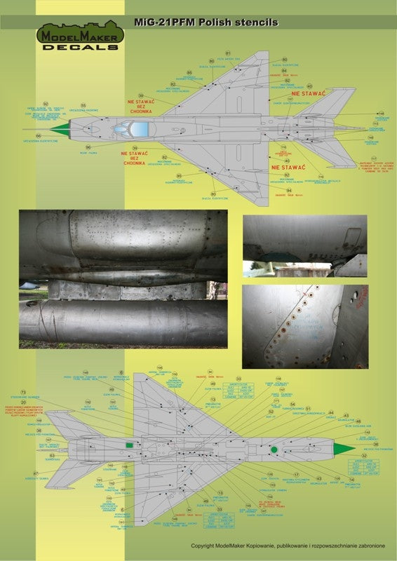 ModelMaker Decals D48020 MiG-21PFM/M/MF/bis/UM Polish stencils 1/48 – zdjęcie 10