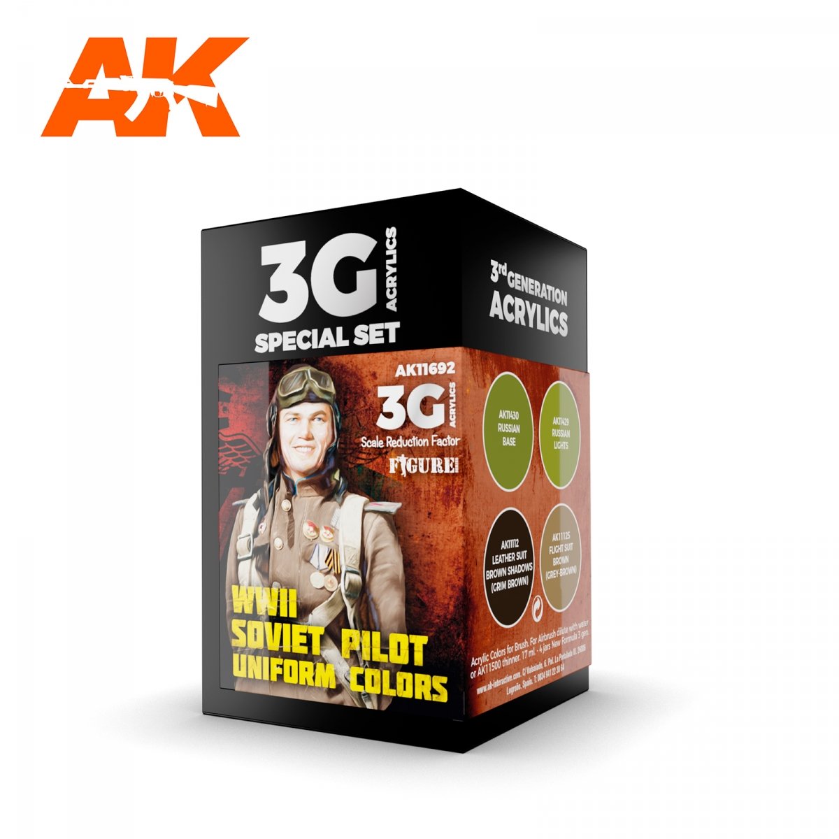 AK Interactive AK11692 Couleurs d&amp;#39;uniforme de pilote soviétique de la Seconde Guerre mondiale 4x17 ml