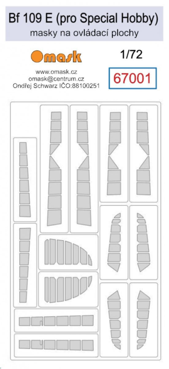 Omask 67001 Bf 109 E masks for control surfaces (for SH) 1/72
