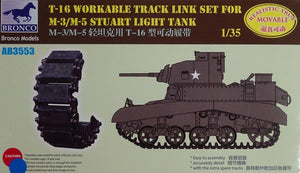 Kit de chenilles fonctionnelles Bronco AB3553 T16 pour char léger M3/M5 Staurt 1/35