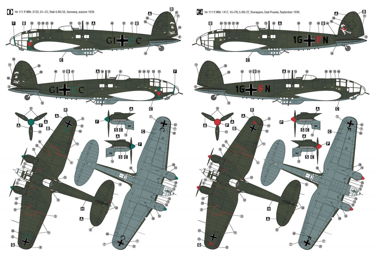 Hobby 2000 72076 Heinkel He 111 P Début de la guerre 1939 (HASEGAWA + CARTOGRAF + MASQUES) 1/72 – image 2