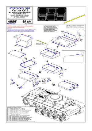 Aber 35194 Russian heavy tank KV-1, KV-2 - vol. 4 - additional set - tool boxes early type for early fenders 1/35 – imagen 5