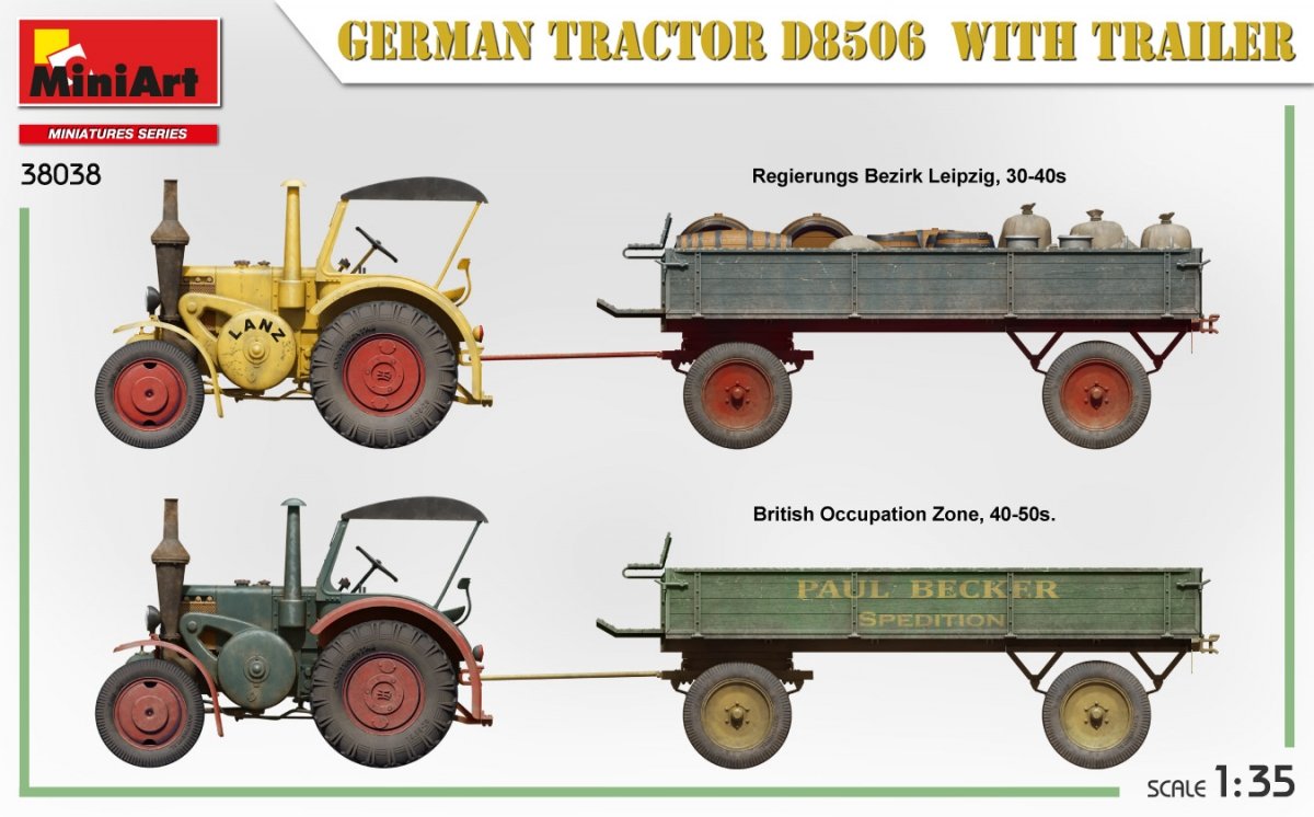 MiniArt 38038 German Tractor D8506 with trailer 1/35 – imagen 4