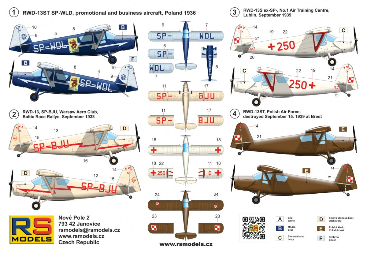 RS Models 92301 RWD-13S/ST Polish Touring Plane 1/72