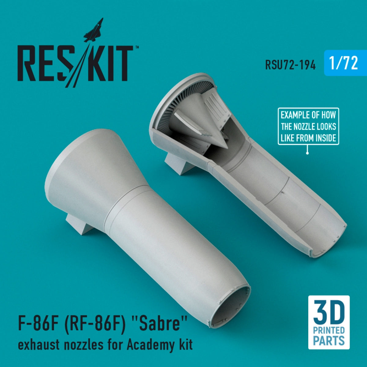 RESKIT RSU72-0194 F-86F (RF-86F) "SABRE" EXHAUST NOZZLES FOR ACADEMY KIT (3D PRINTED) 1/72