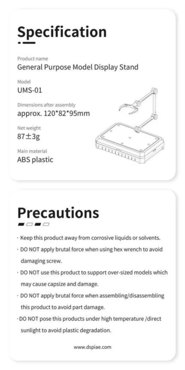 DSPIAE UMS-01CR General Purpose Model Display Stand (Clear) – imagen 2
