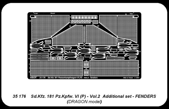 Aber 35176 Sdkfz.181 Pzkpfw.VI (P) vol.2 - Additional set Fenders 1/35 – imagen 2