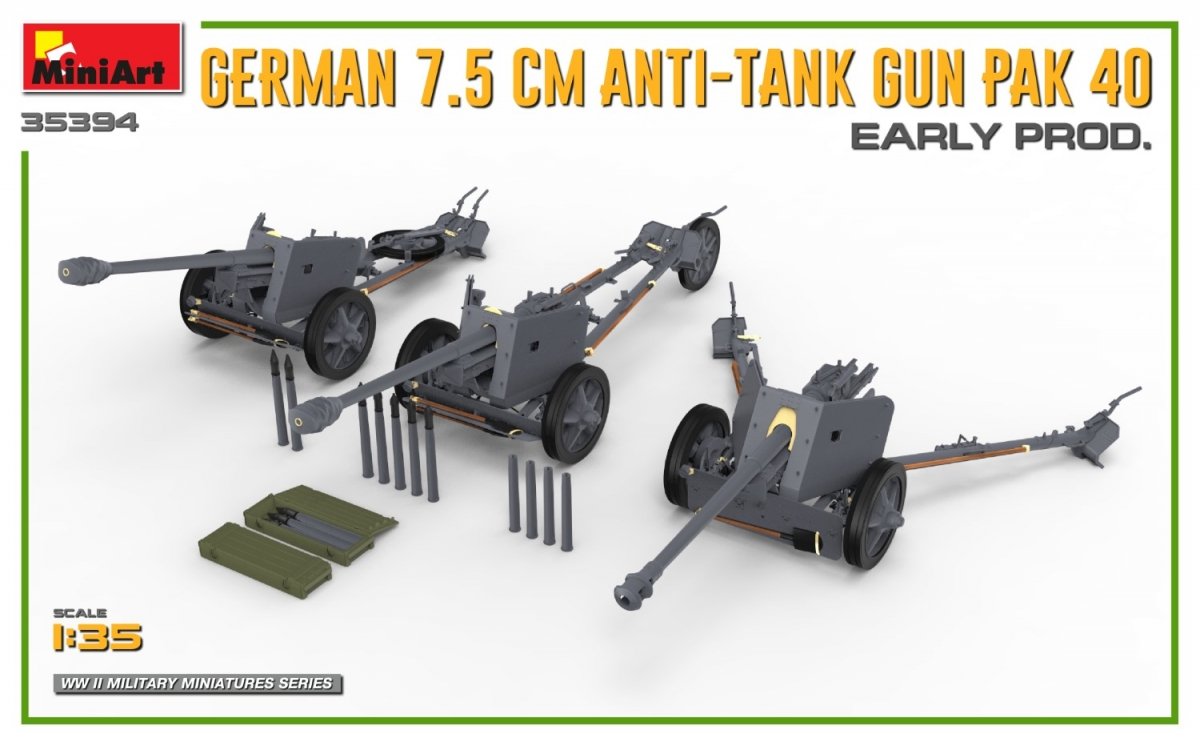 MiniArt 35394 GERMAN 7.5CM ANTI-TANK GUN PAK 40. EARLY PROD 1/35 – Bild 3