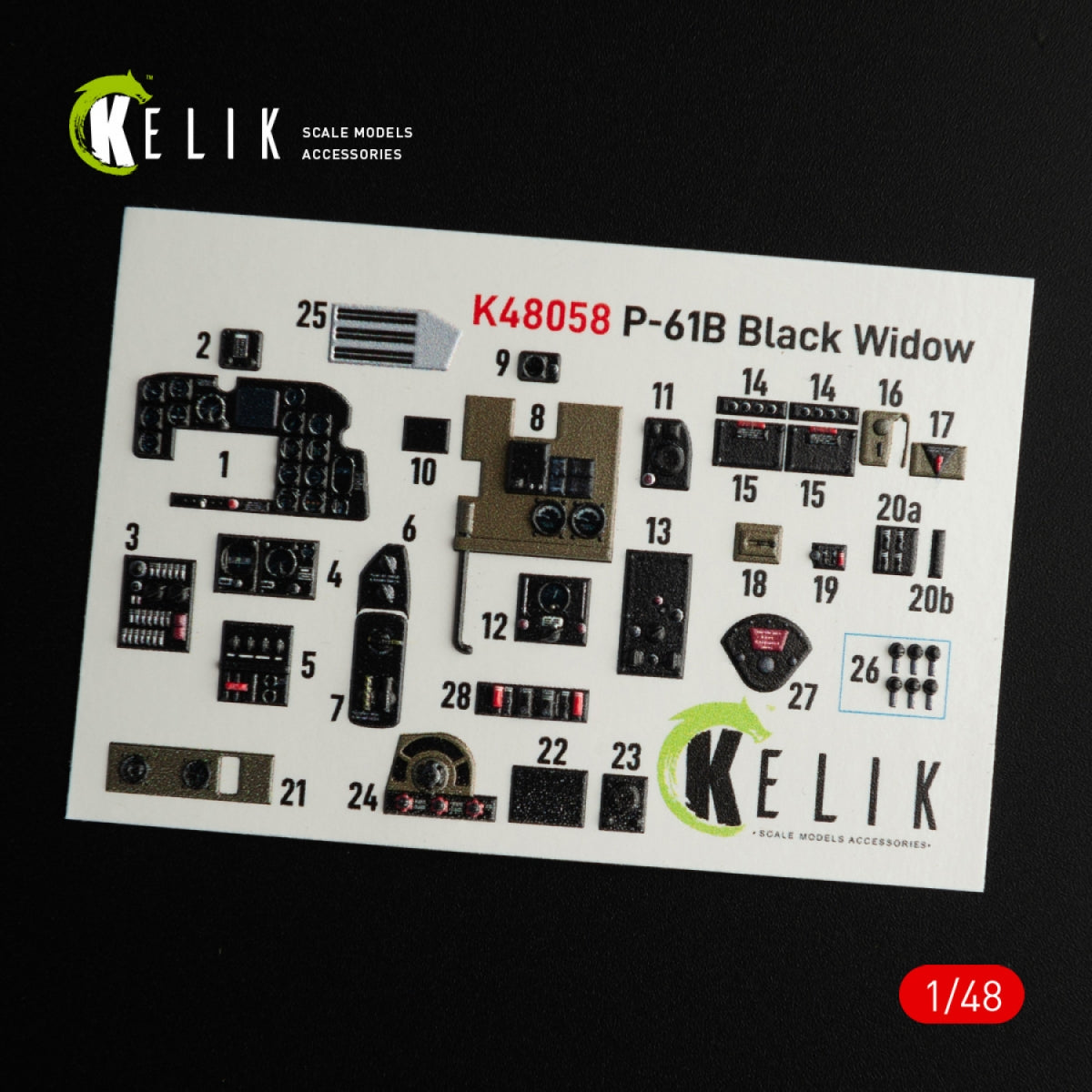 KELIK K48058 P-61B BLACK WIDOW INTERIOR 3D DECALS FOR GWH KIT 1/48 – immagine 3