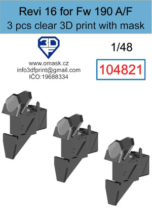 Omask 104821 Revi 16 for Fw 190 A/F Clear 3D Print (3 pcs) 1/48 – imagen 2