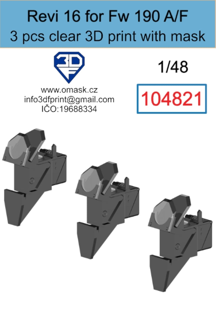 Omask 104821 Revi 16 for Fw 190 A/F Clear 3D Print (3 pcs) 1/48 – imagen 2