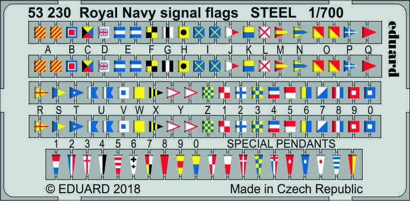 Pavillons de signalisation de la Royal Navy Eduard 53230, acier, échelle 1/700