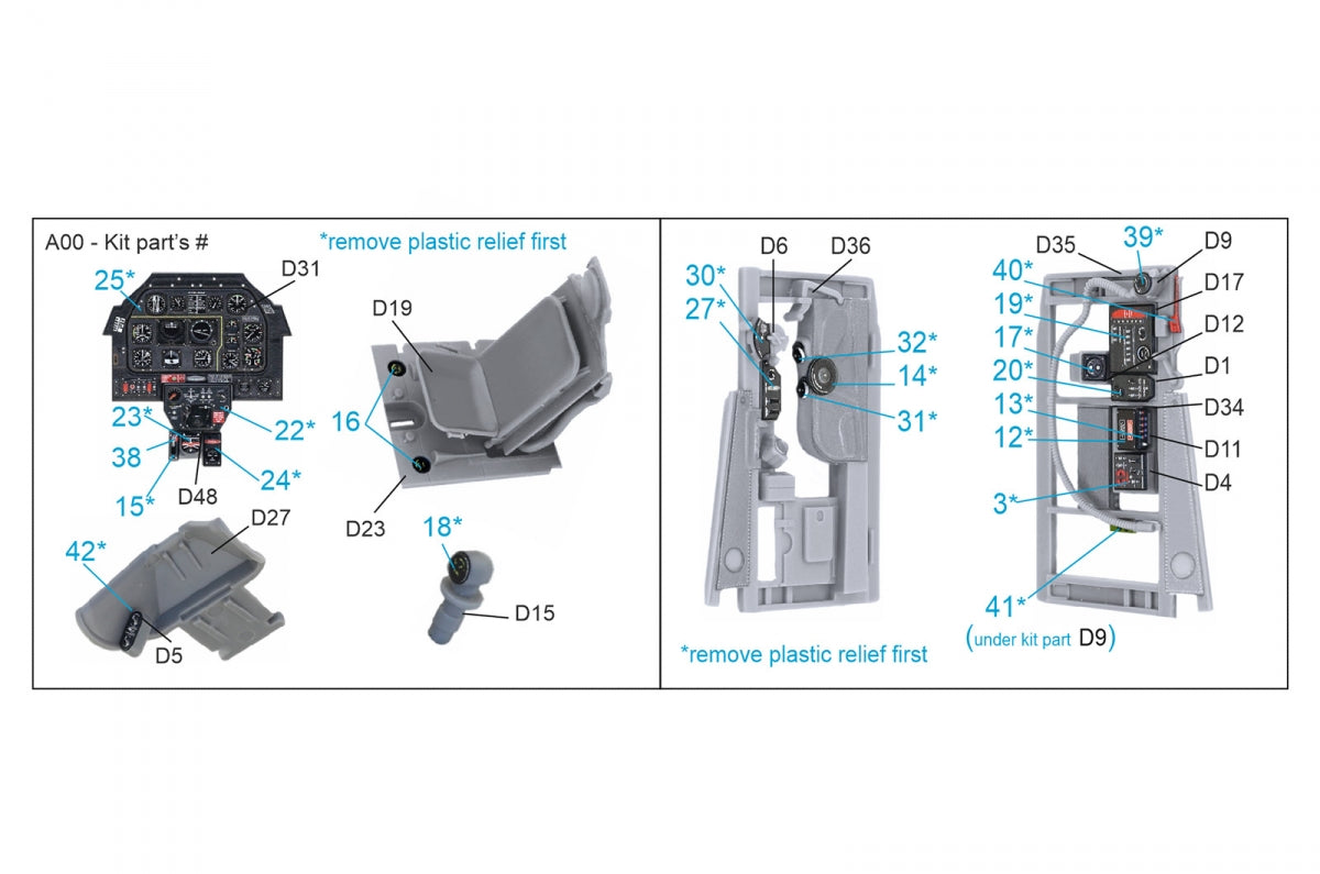 Quinta Studio QDS-32004 P-51D (Late) 3D-Printed coloured Interior on decal paper (Tamiya) (small version) 1/32 – imagen 2