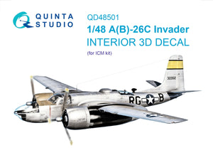 Quinta Studio QD48501 A-26C Invader 3D-Printed &amp;amp; coloured Interior on decal paper (ICM) 1/48