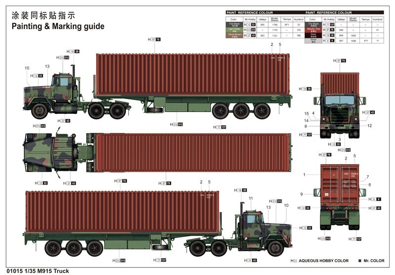 Trumpeter 01015 M915 Tractor with M872 Flatbed trailer / 40FT Container 1/35 – immagine 2