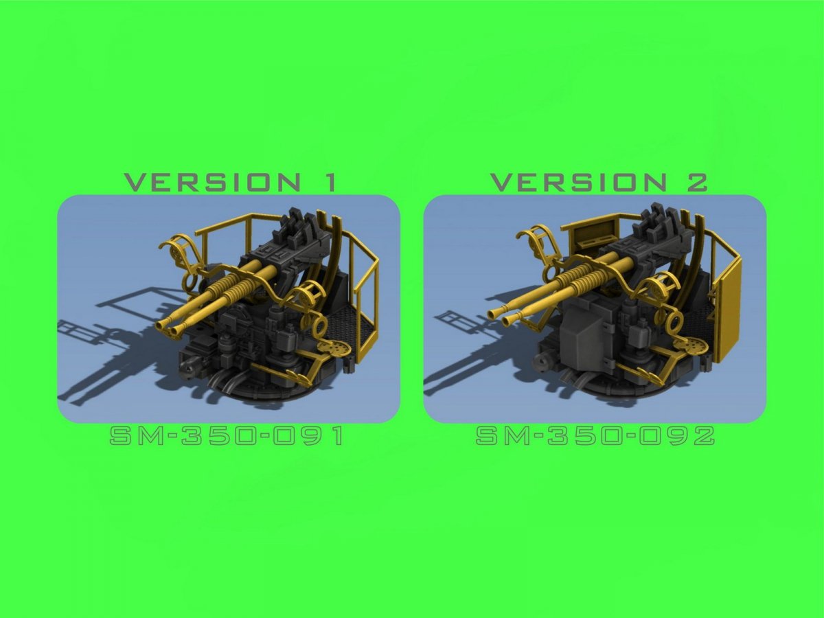 Master SM-350-092 USN 40 mm/56 Bofors twin mount ver.2 / with Mk-51 director - (resin, PE and turned parts) - (6pcs) 1/350 – image 2